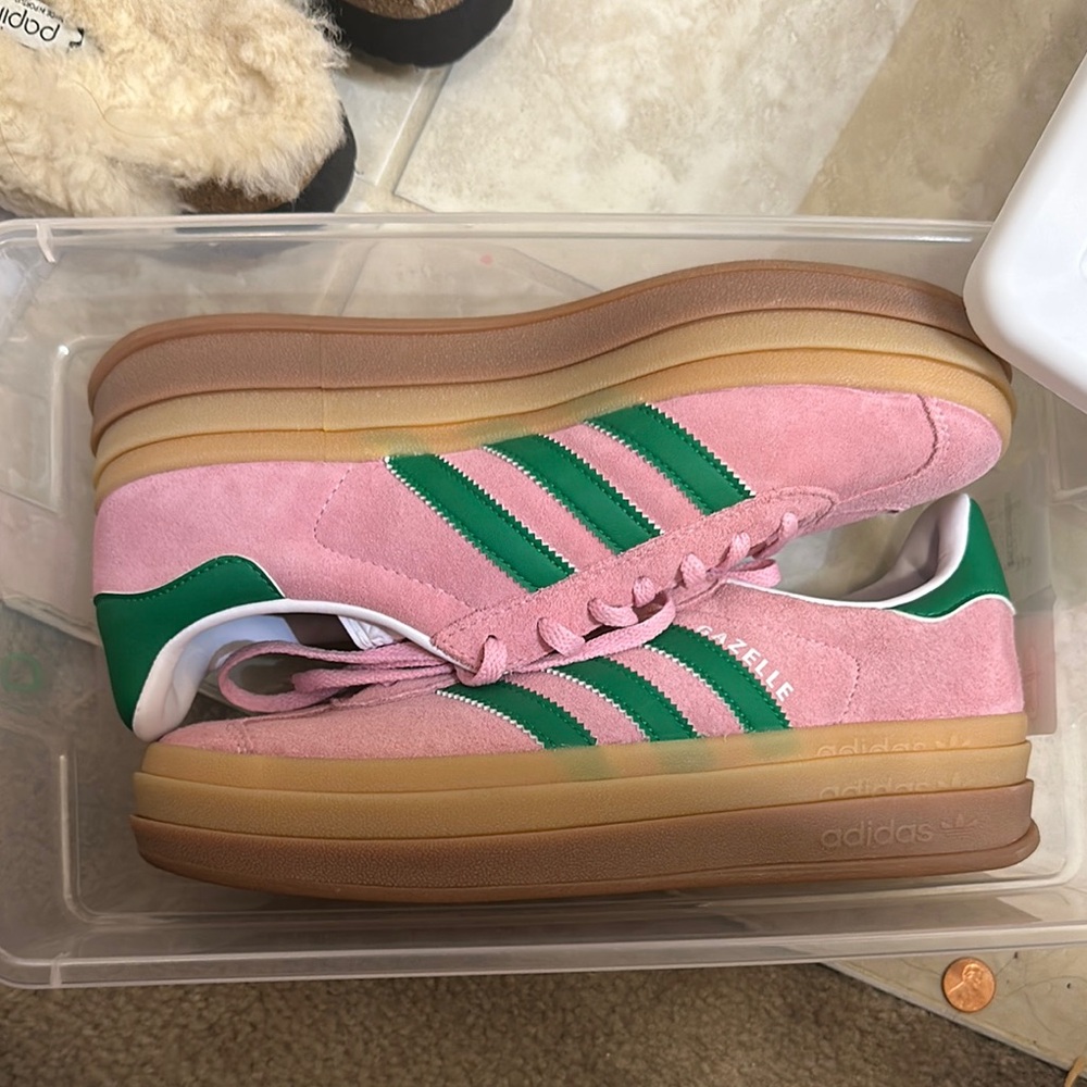 Adidas Gazelle Pink and Green Sneakers
